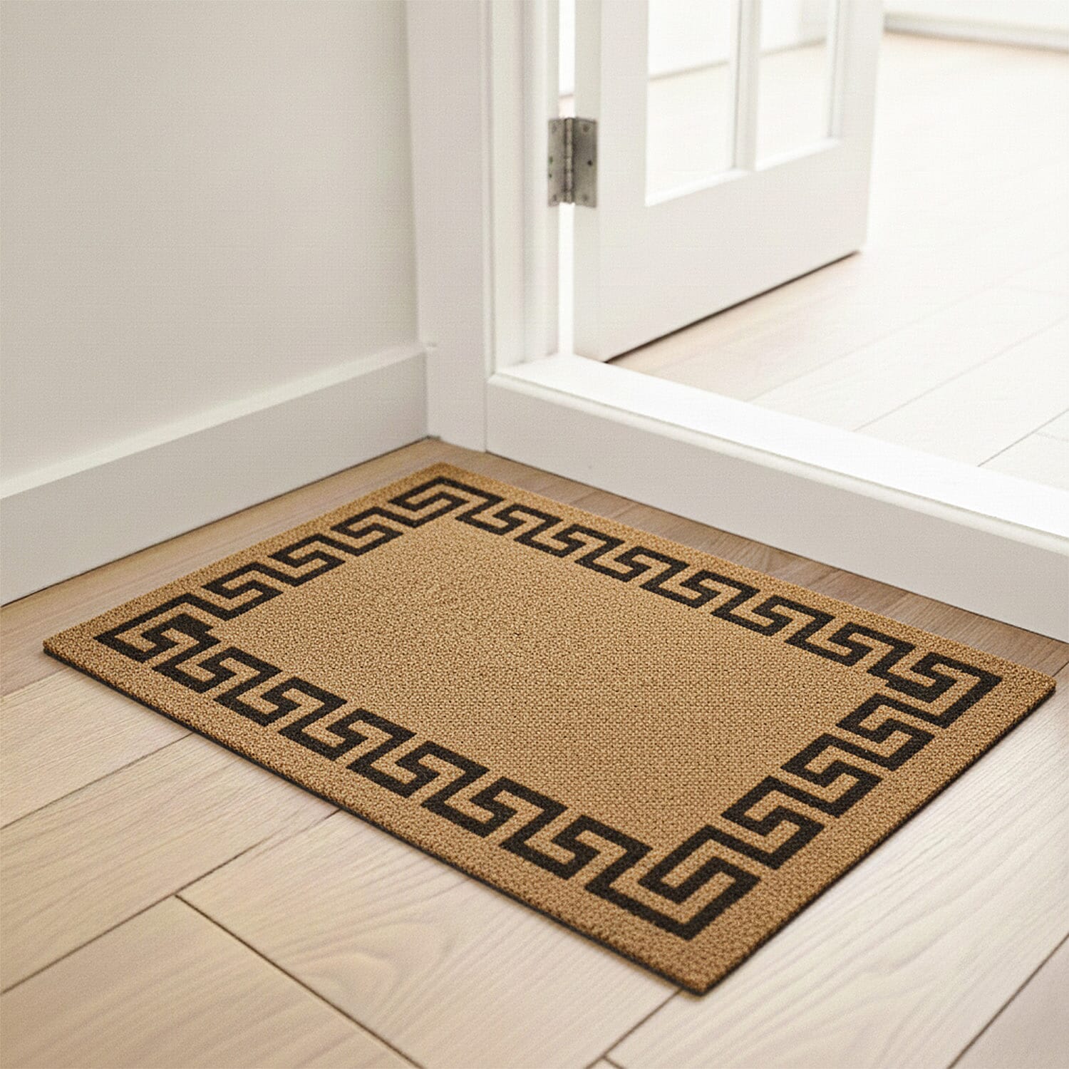 Eco-Friendly Floral Print 100% Coir Door Mat - Brown