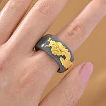 24K Yellow Gold Natural Type A Jadeite Dragon Band Ring