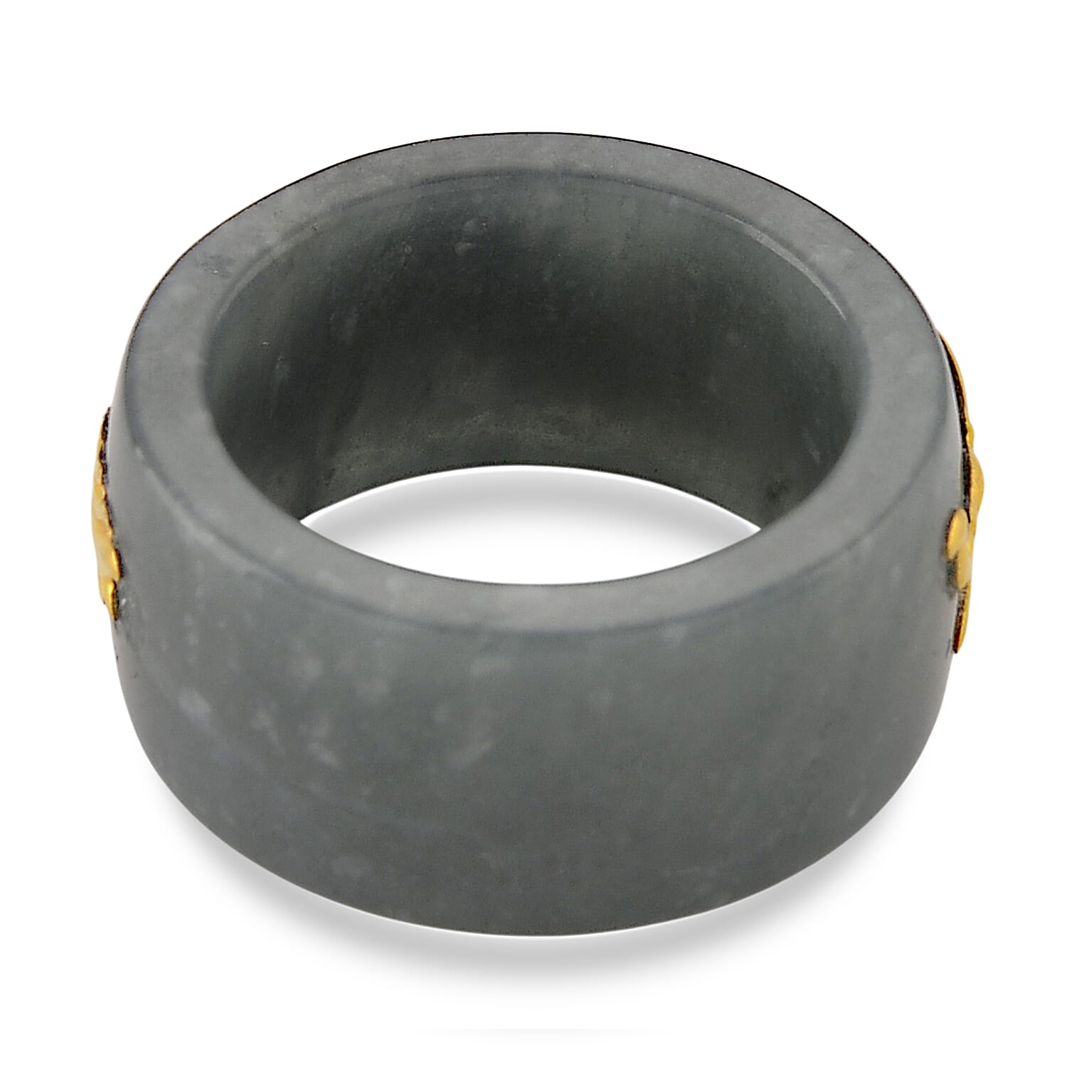 24K Yellow Gold Natural Type A Jadeite Dragon Band Ring 40.00 Ct.