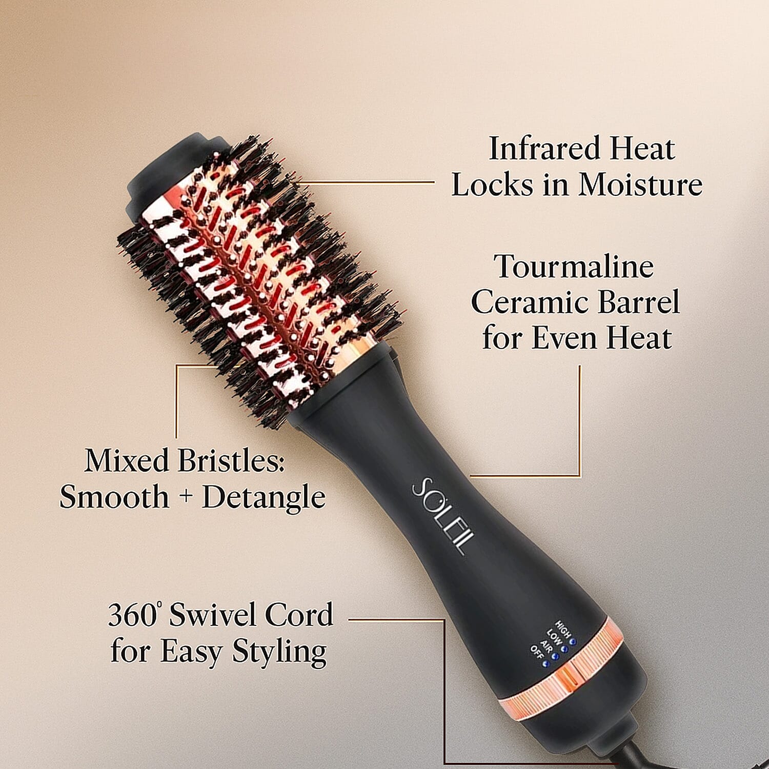 SOLEIL Infrared Blowout Brush Black 8240470 TJC