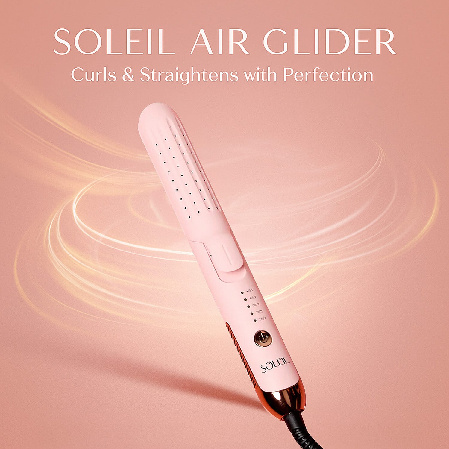SOLEIL Air Glider Curls & Straightens - Baby Pinkwith Lifetime Warranty