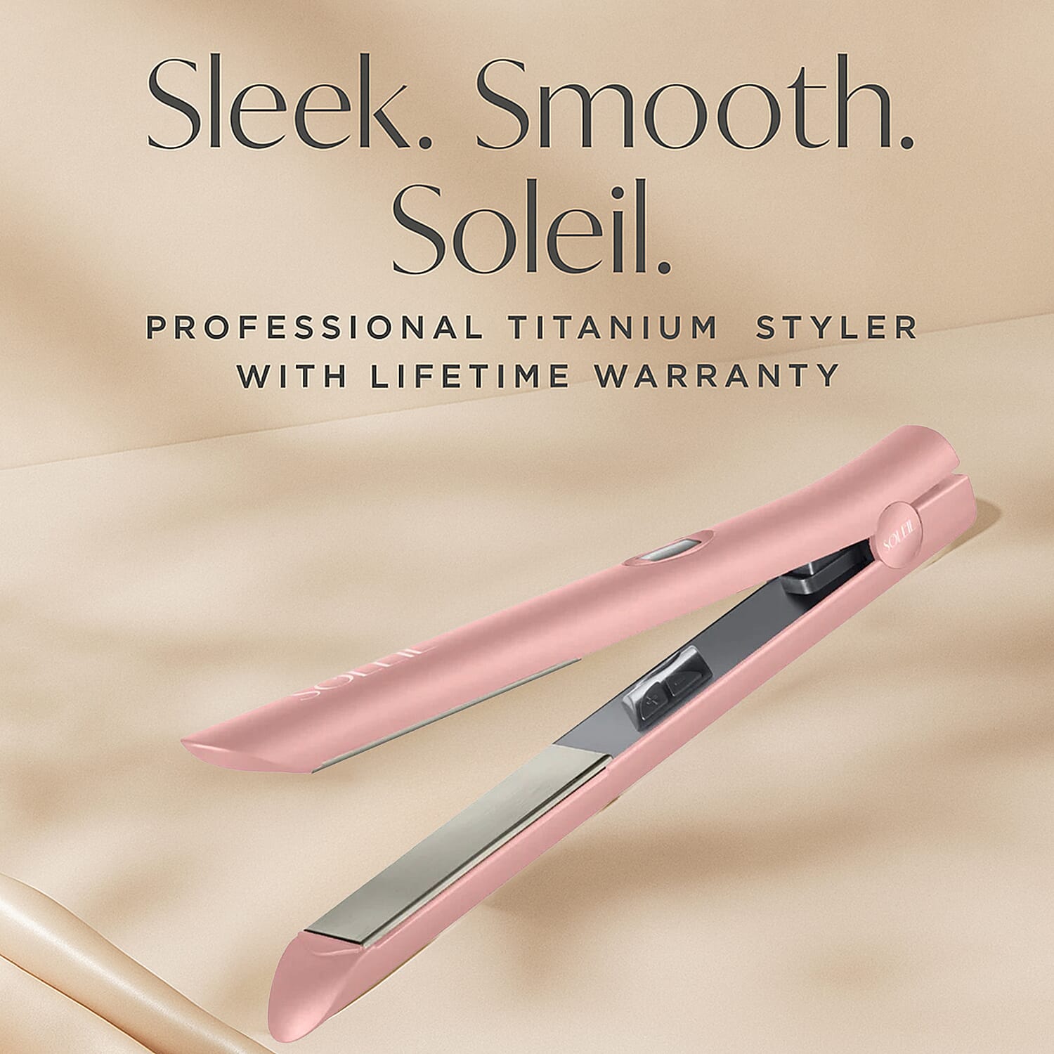 MEGA CLOSEOUT DEAL - SOLEIL Flat Iron Titanium Styler With Lifetime Warranty - Rose Gold