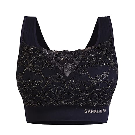 Sankom Bordeaux Lace Functional Classic Bra (Size M-L) - Black