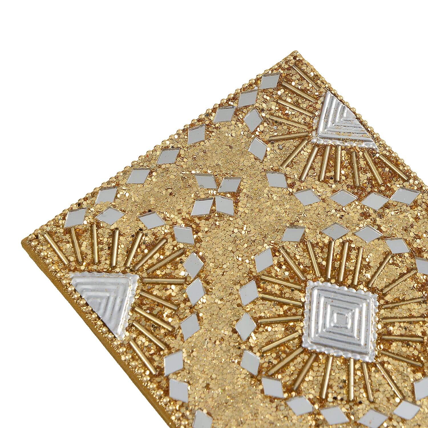 Elegant 7-Piece Beaded Stationery Set - 1 Beaded Box, 1 Diary, 5 Beaded Pens - Yellow