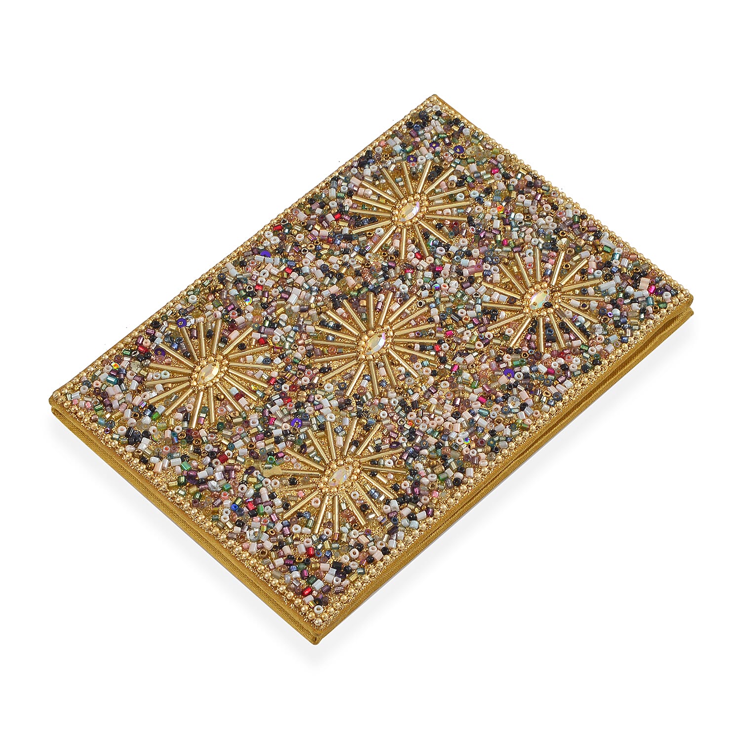 LIVMORE Elegant 7-Piece Beaded Stationery Set - 1 Beaded Box, 1 Diary, 5 Beaded Pens - Brown