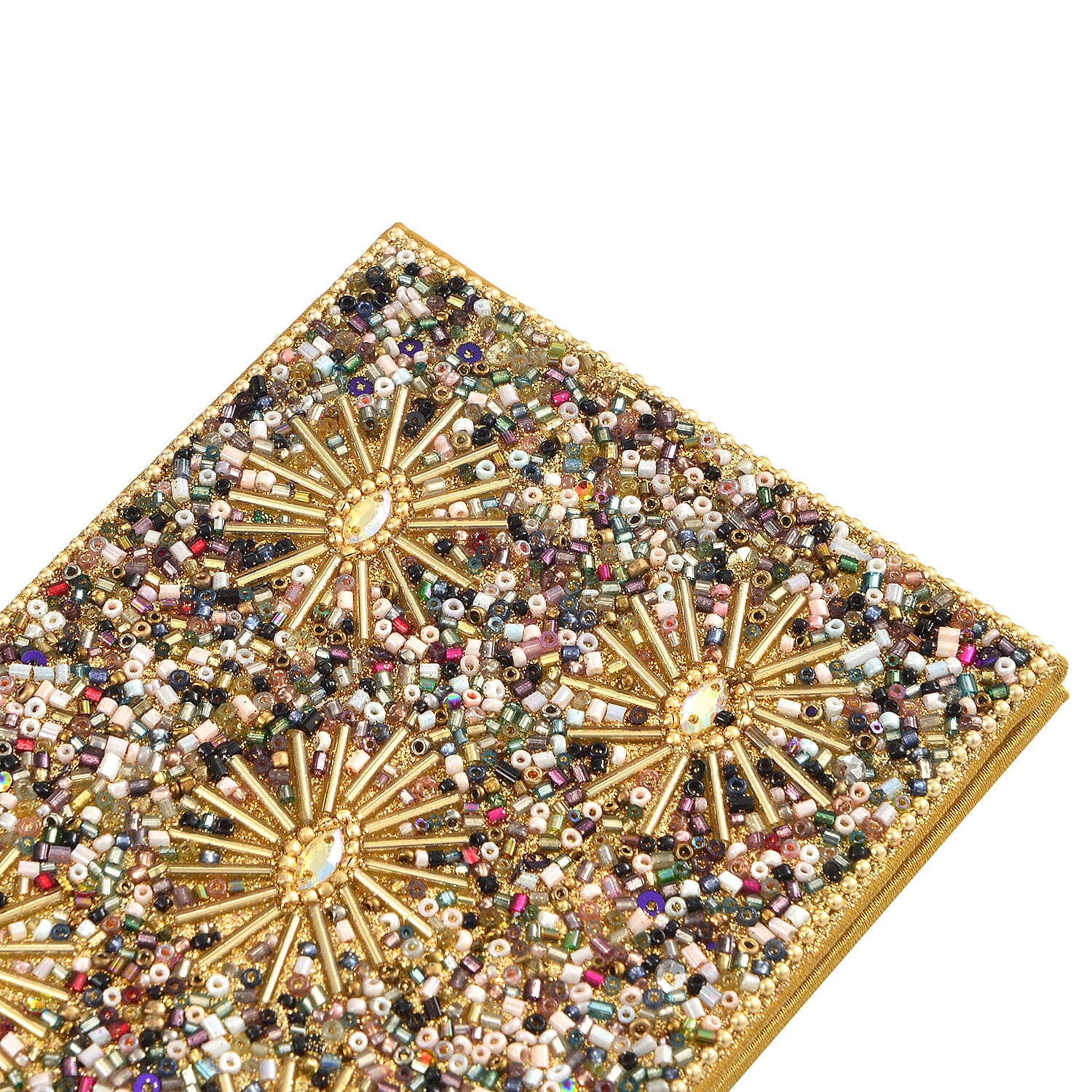 LIVMORE Elegant 7-Piece Beaded Stationery Set - 1 Beaded Box, 1 Diary, 5 Beaded Pens - Brown