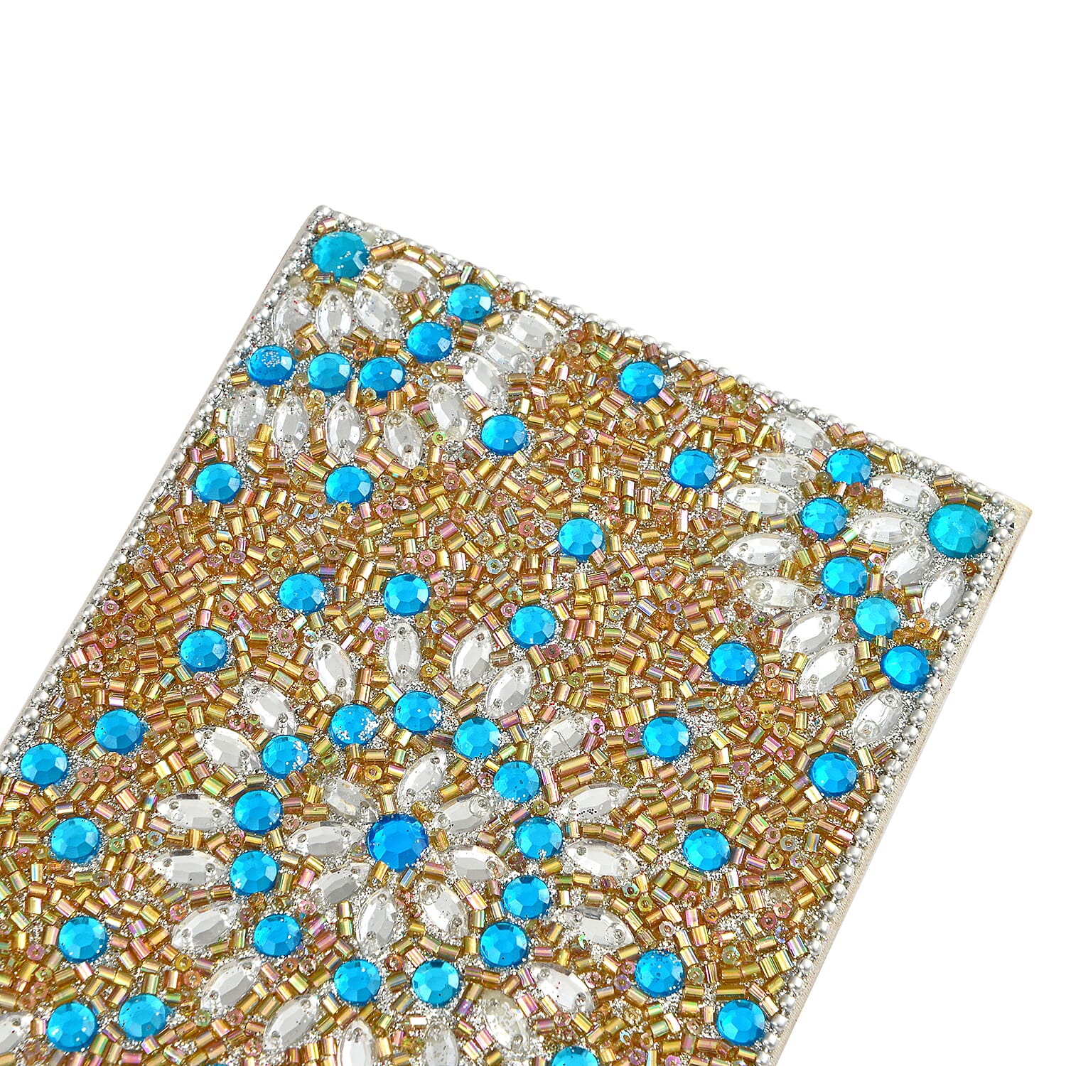 LIVMORE Elegant 7-Piece Beaded Stationery Set - 1 Beaded Box, 1 Diary, 5 Beaded Pens - Blue