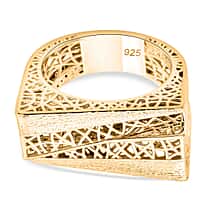 Treasure of Siam - Sterling Silver Lattice Cocktail Ring in Yellow Gold Plating