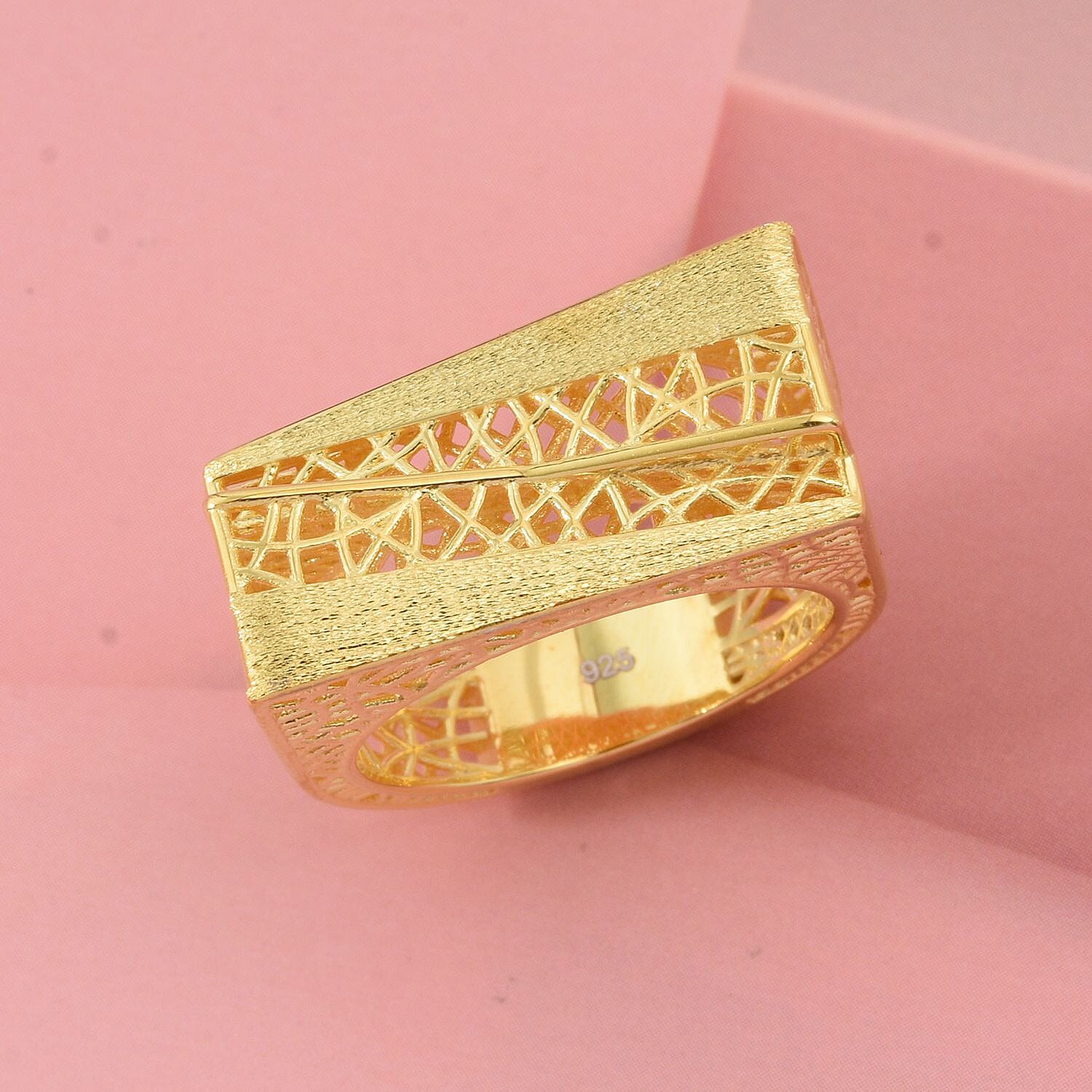 Treasure Of Siam -Sterling Silver Ring in Yellow Gold Plating, Silver Wt. 6.00 Gms.