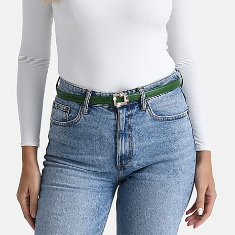 Genuine leather Belt (Size M, 107 cm) - Green