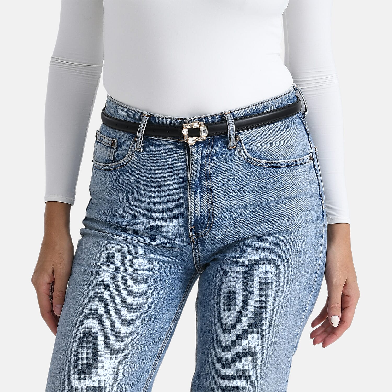 Genuine Leather Belt (Size M, 107 cm) - Black