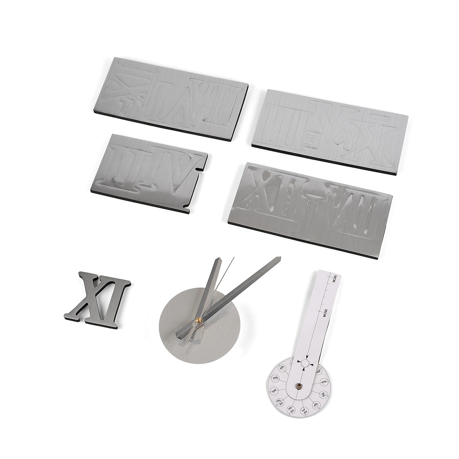 DIY Wall Clock with Roman Numerals - Silver