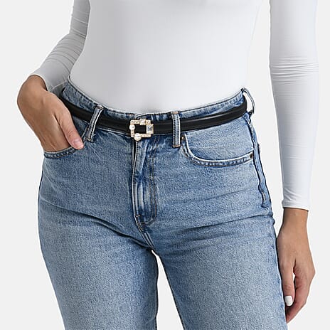 Genuine Leather Belt (Size L, 122 cm) - Black