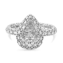 Treasure of Siam - Rhodium Overlay Sterling Silver Openwork Teardrop Ring