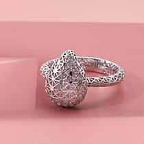 Treasure of Siam - Rhodium Overlay Sterling Silver Openwork Teardrop Ring
