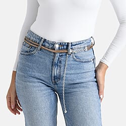 Fiber Belt with Rhinestones (120 cm) - Black