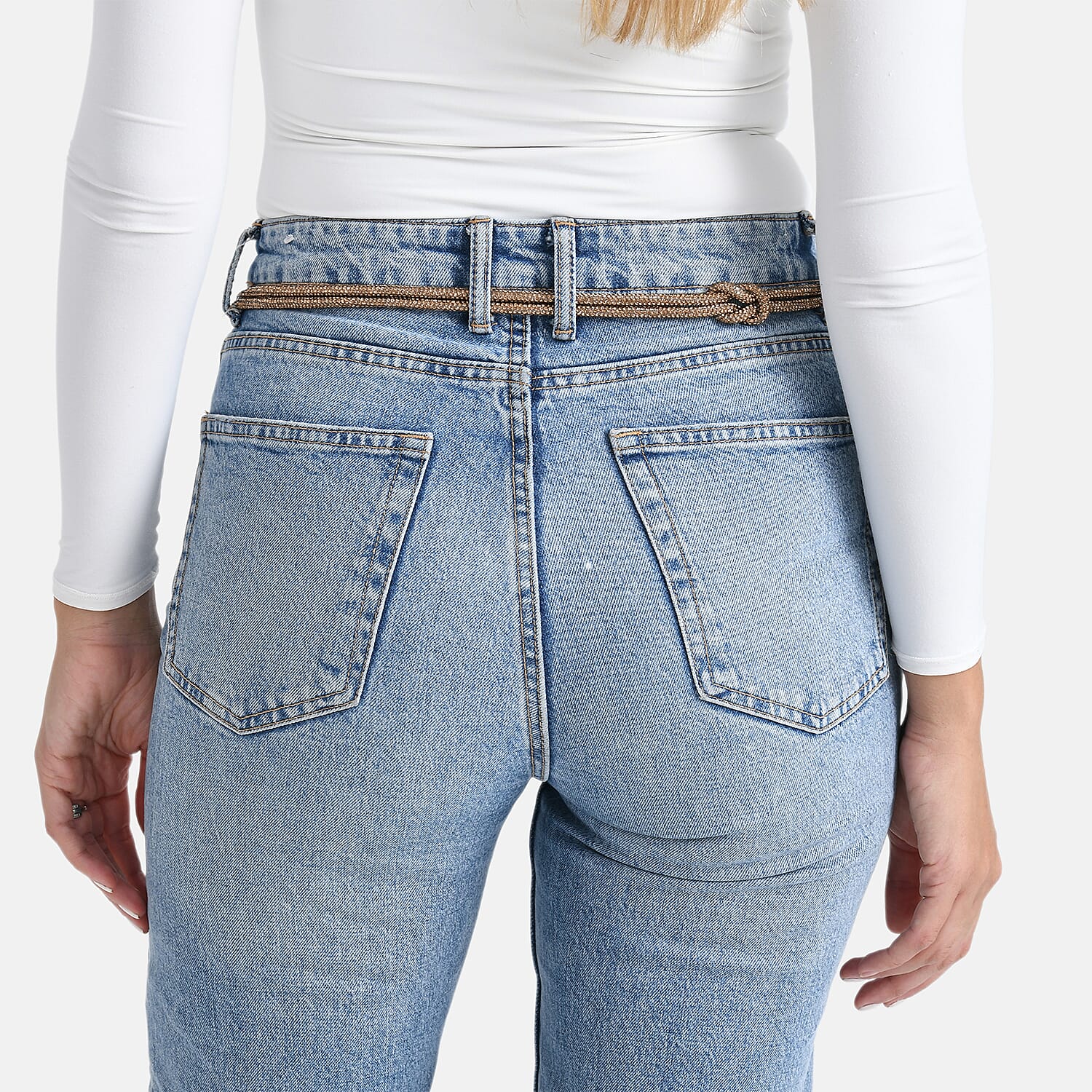 Fiber Belt with Rhinestones (120 cm) - Bronze