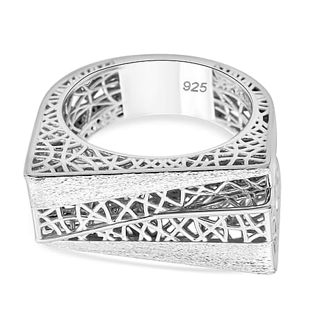 Treasure of Siam - Rhodium Overlay Sterling Silver Lattice Cocktail Ring