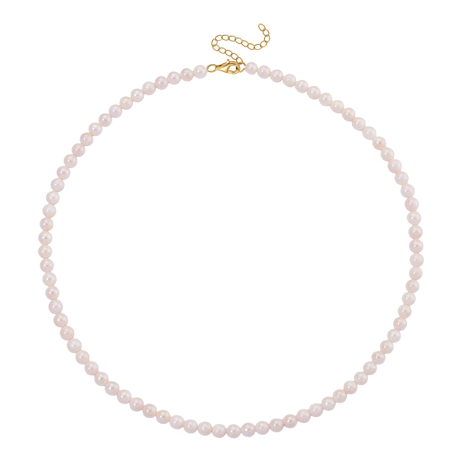 Japanese Akoya Pearl Necklace (Size 20 - 2 Ext) in Yellow Gold Plated Sterling Silver 119.50 Ct.