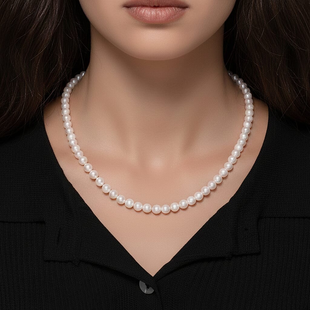 Japanese Akoya Pearl Necklace (Size 20 - 2 Ext) in Yellow Gold Plated Sterling Silver 119.50 Ct.
