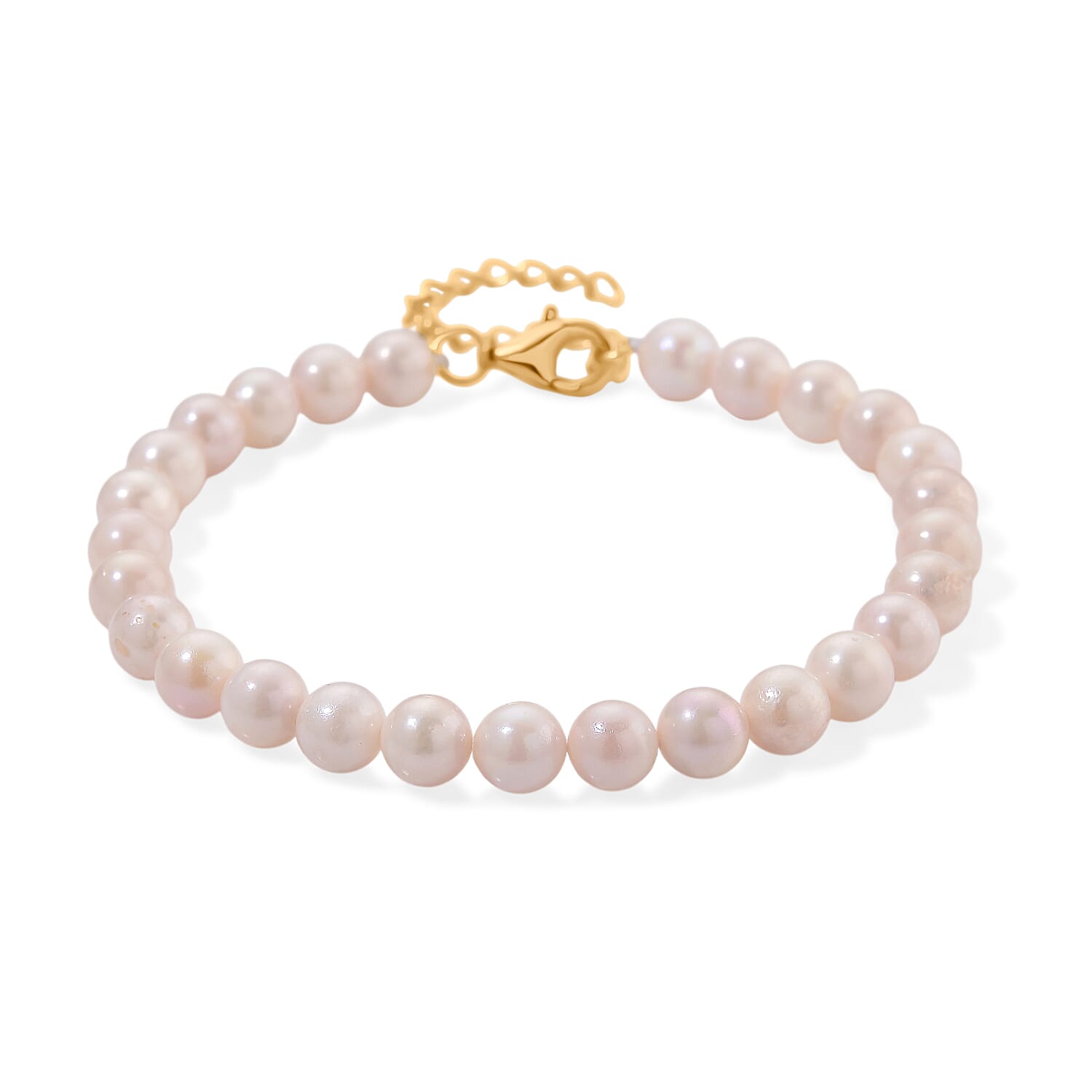 D'Joy Japanese Akoya Pearl Beads Bracelet (Size 7 - 2 Ext) in Yellow Gold Plated Sterling Silver 45.00 Ct.