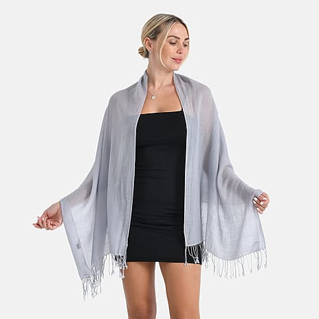 La Marey Merino Wool Scarf (170 x 65 cm) - Grey