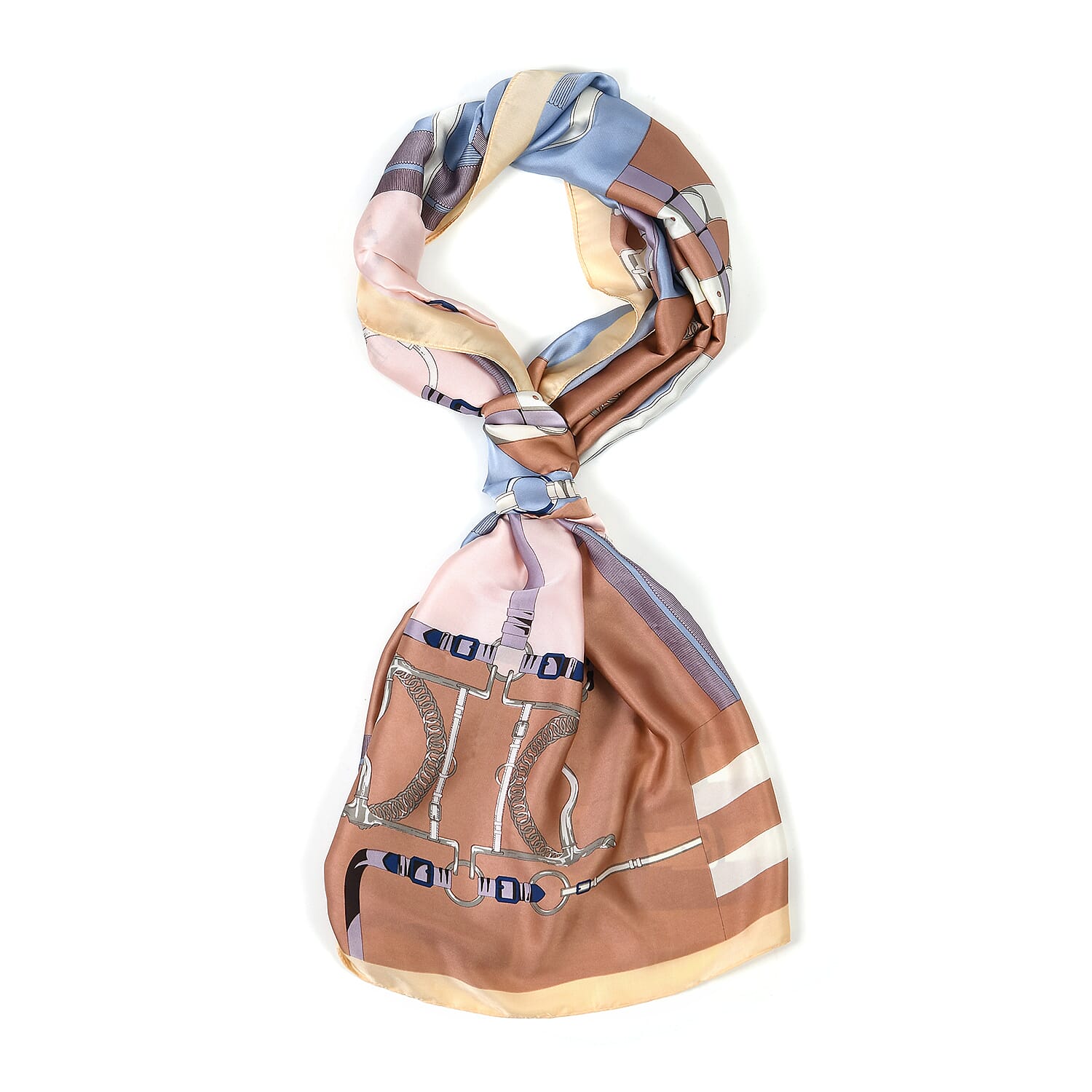 La Marey Elegant Irregular Pattern Satin Scarf (180x80cm) - Blue