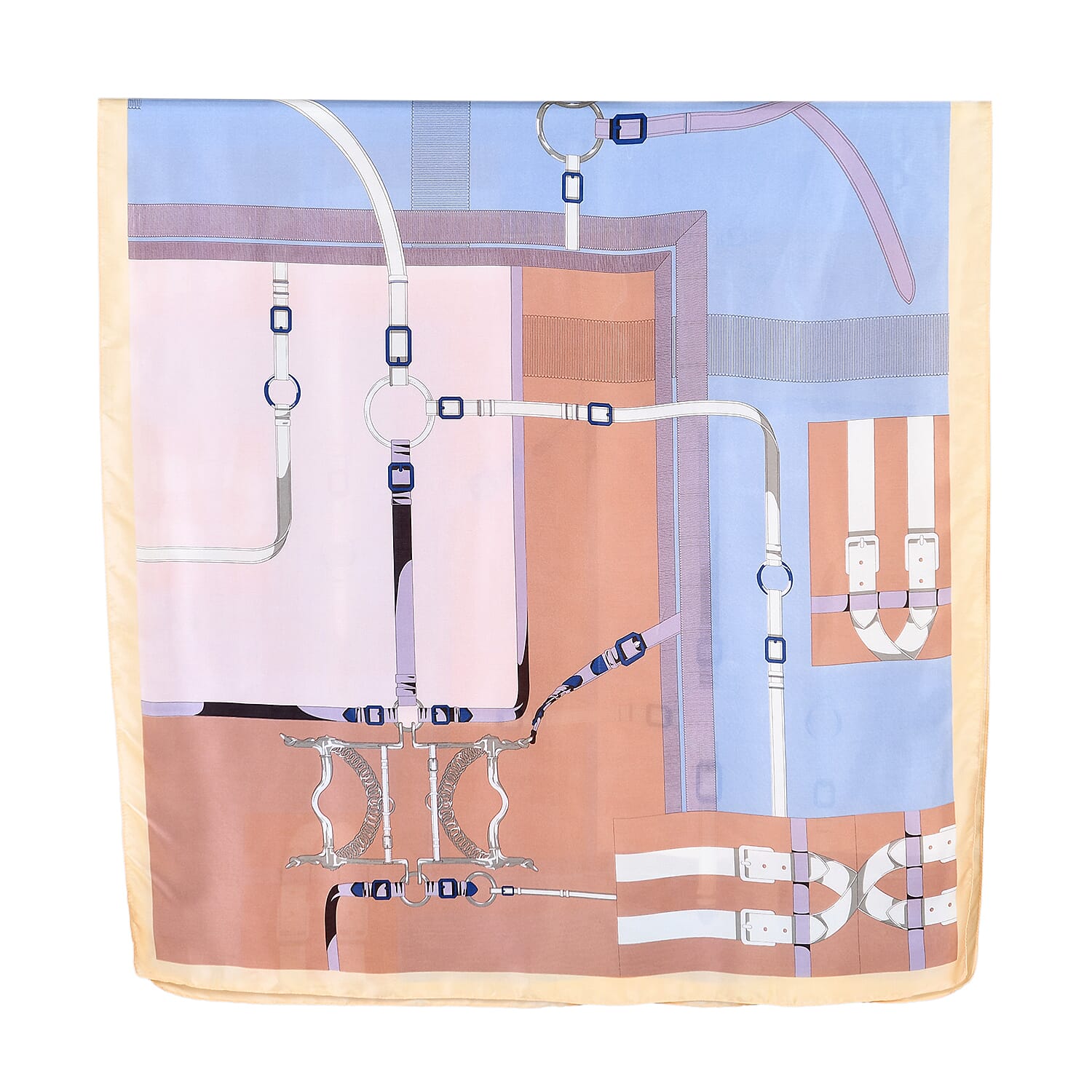 La Marey Elegant Irregular Pattern Satin Scarf (180x80cm) - Blue