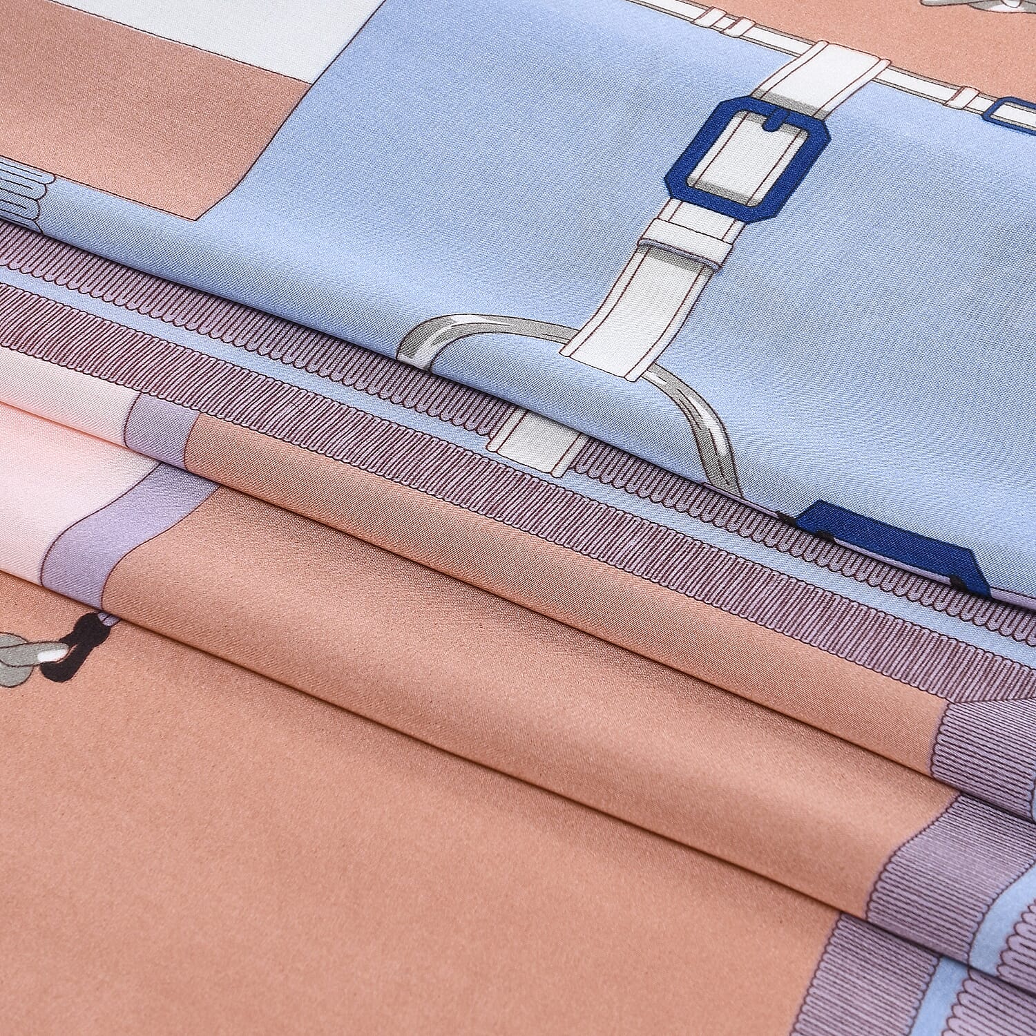 La Marey Elegant Irregular Pattern Satin Scarf (180x80cm) - Blue