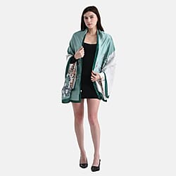 La Marey Elegant Horse Printed Satin Scarf