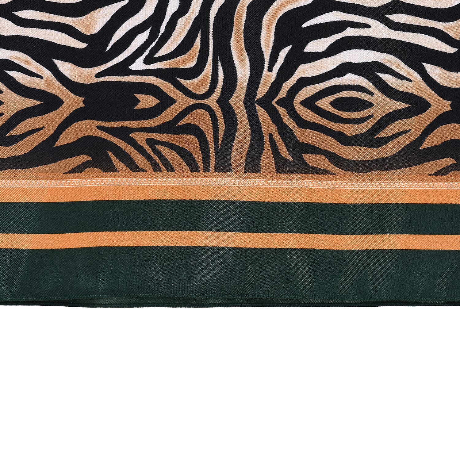 La Marey Elegant Printed Satin Scarf (180x80cm) - Black & Beige