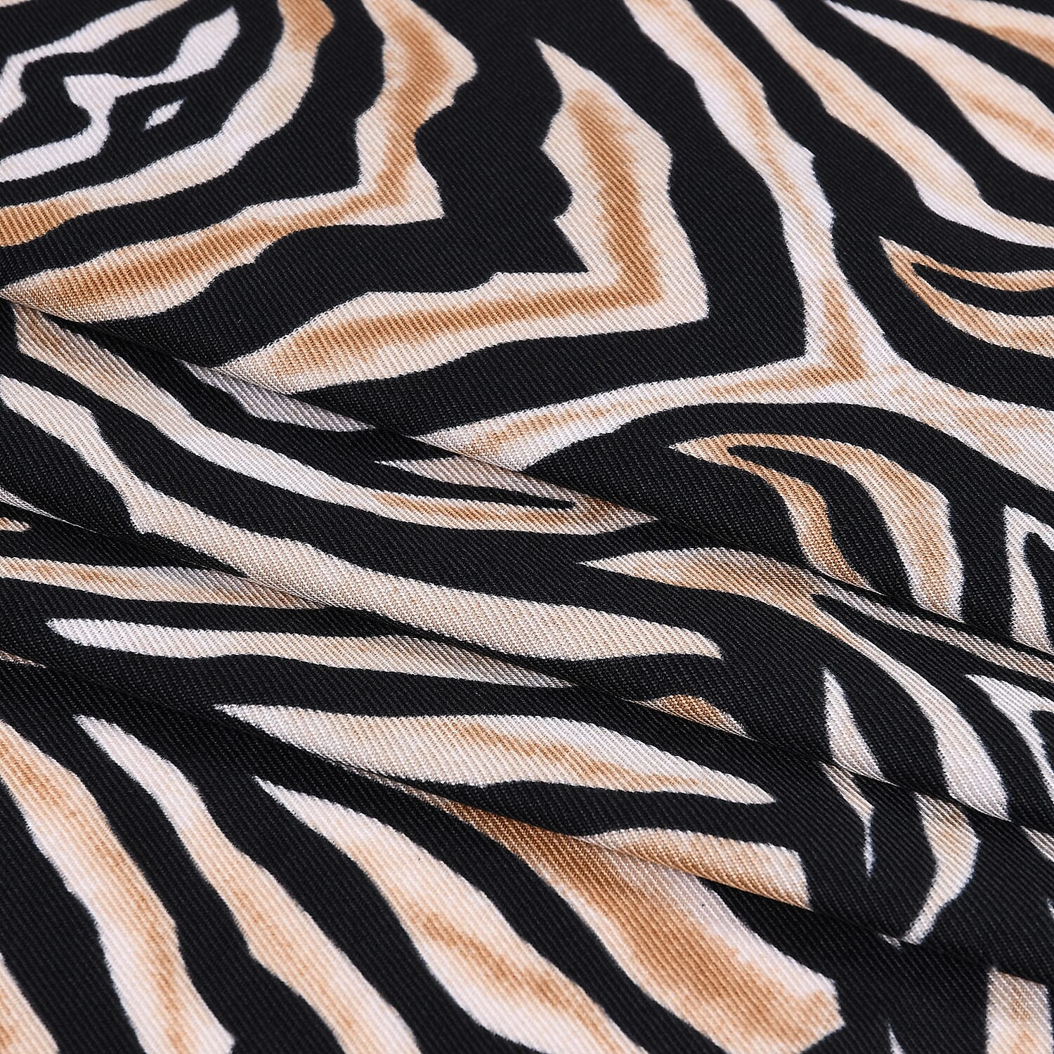 La Marey Elegant Printed Satin Scarf (180x80cm) - Black & Beige