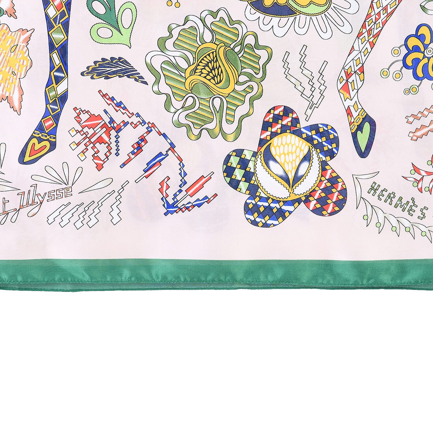 La Marey Elegant Horse Pattern Satin Scarf (180x80cm) - White