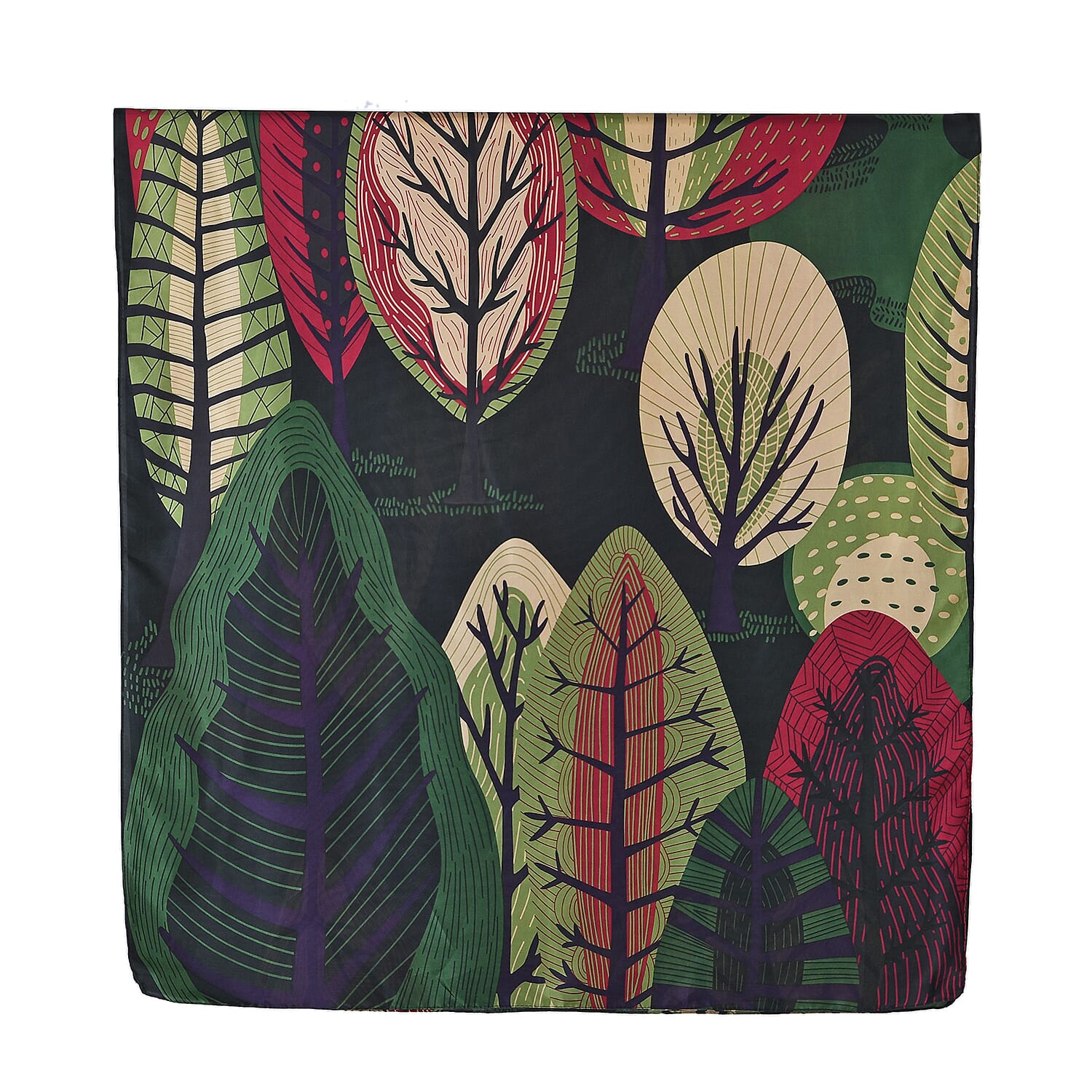 La Marey Satin Leaf Pattern Scarf - Green