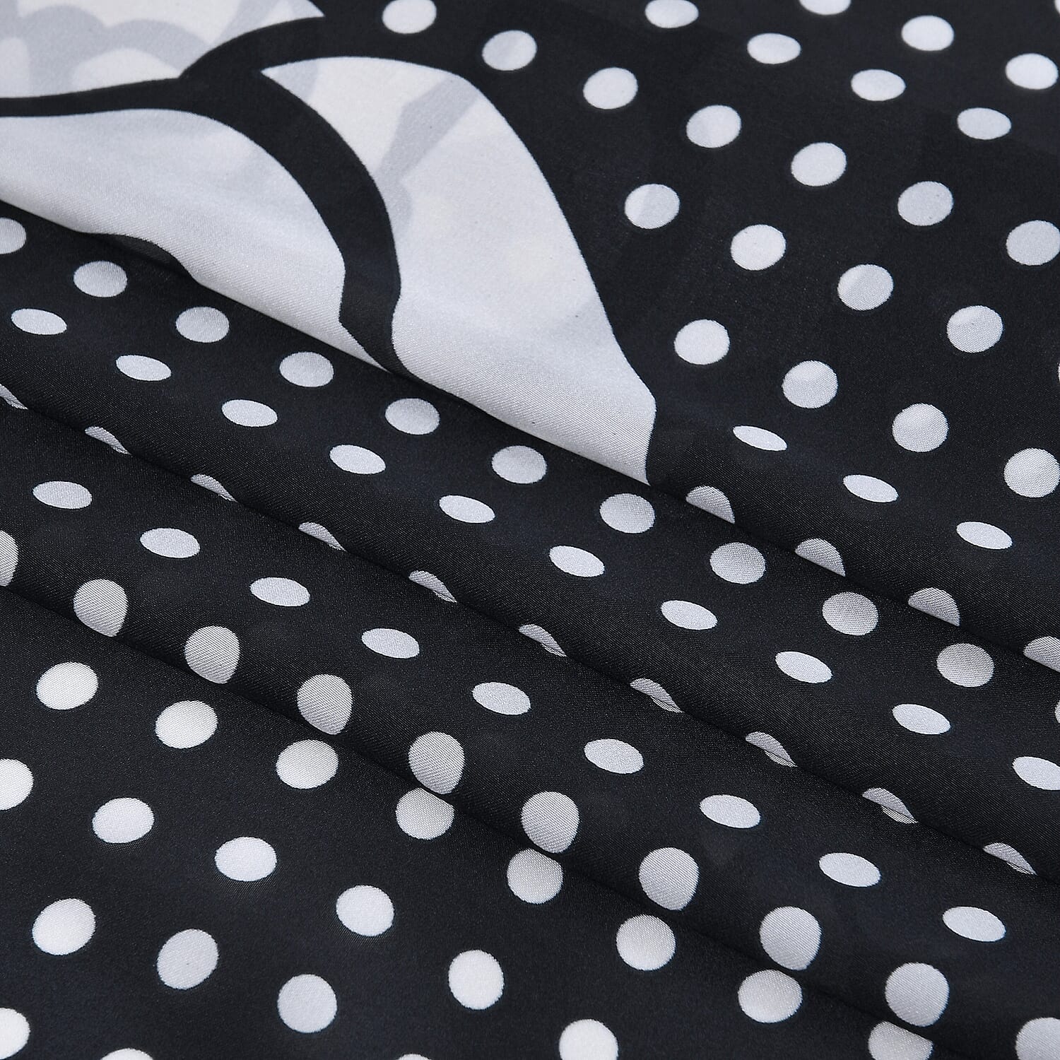 La Marey Satin Dots Print Scarf - Black & White