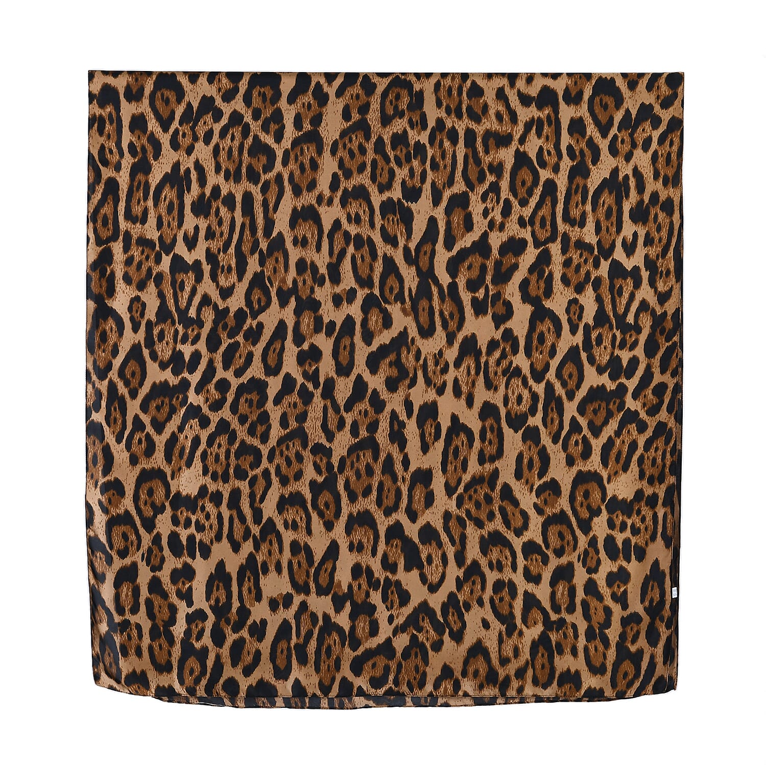 La Marey Satin Leopard Print Scarf - Brown