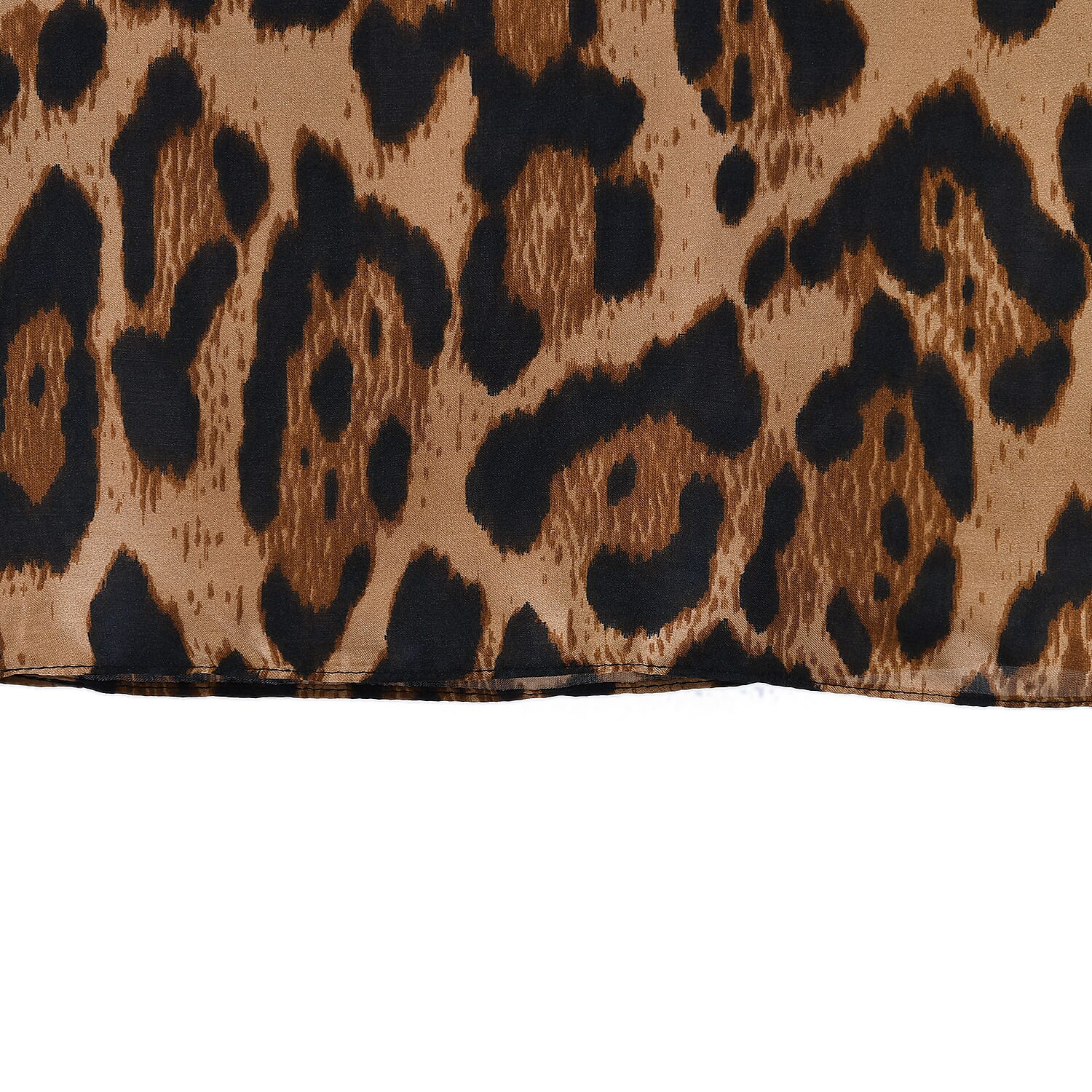 La Marey Satin Leopard Print Scarf - Brown
