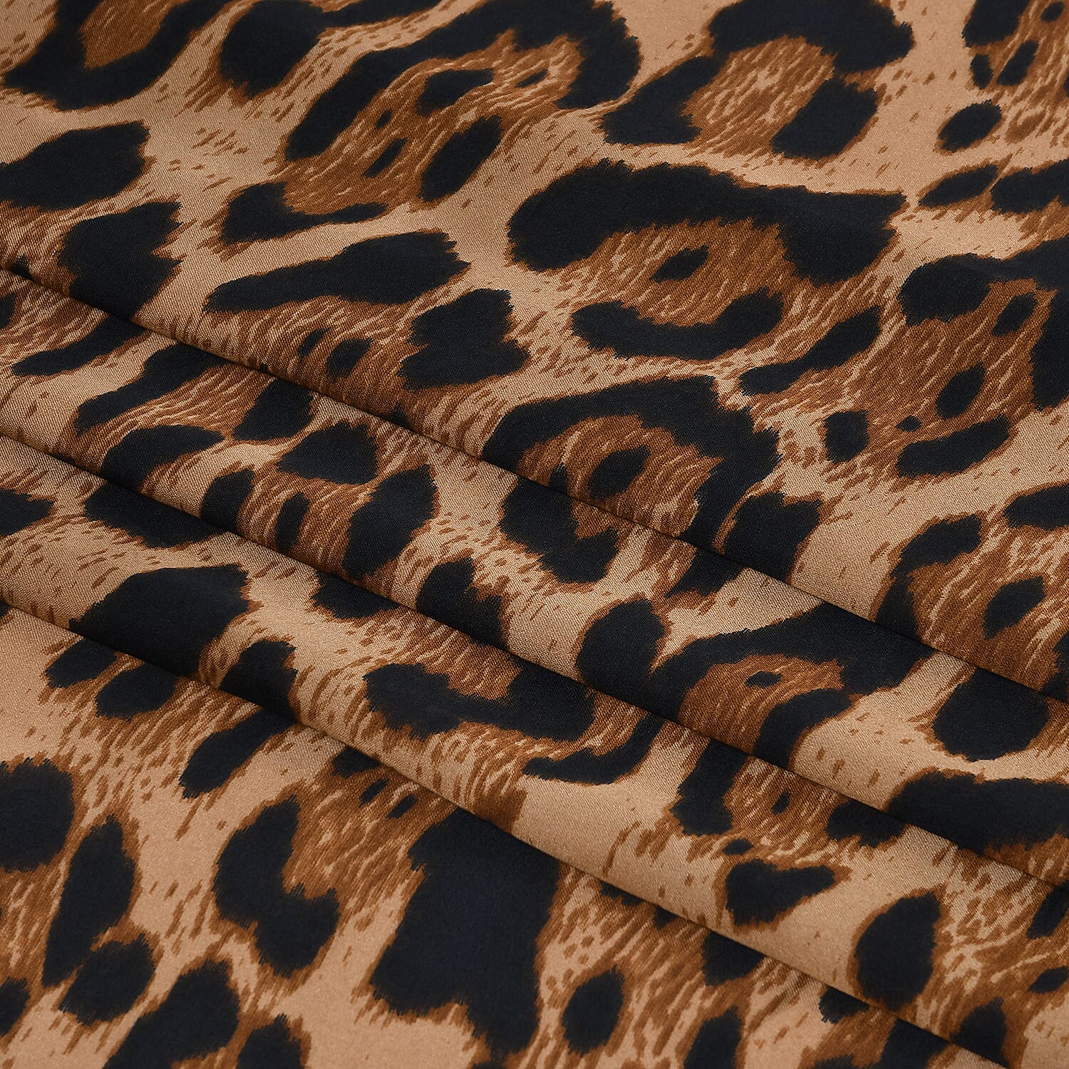 La Marey Satin Leopard Print Scarf - Brown