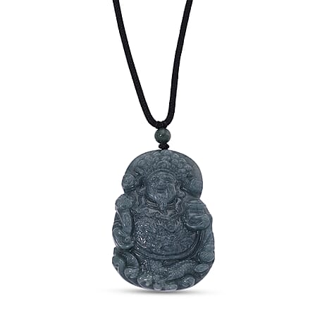 Natural Type A Jadeite  Necklace (Size 30 Adjustable) with Black Cord 257.55 Ct.