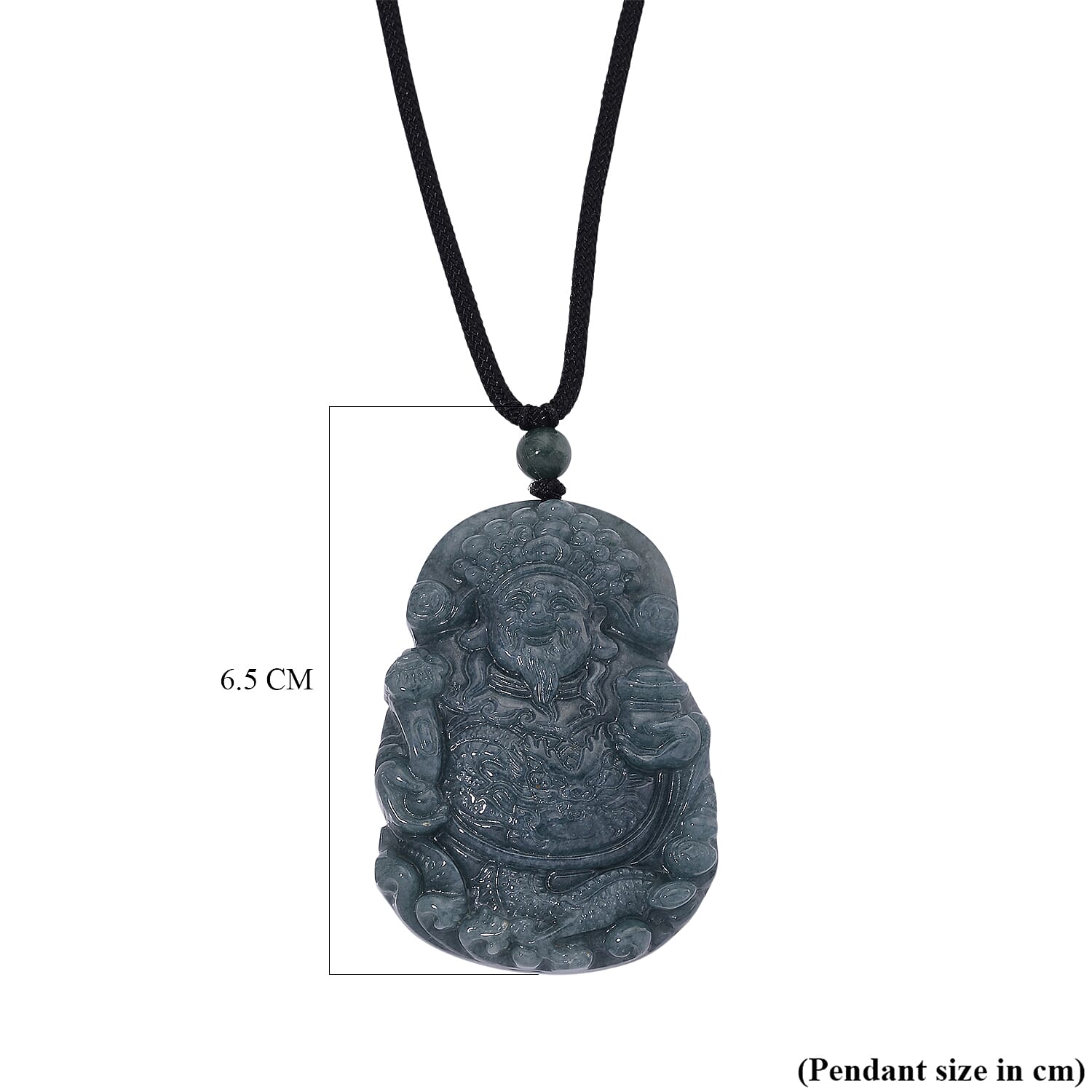 Natural Type A Jadeite  Necklace (Size 30 Adjustable) with Black Cord 257.55 Ct.