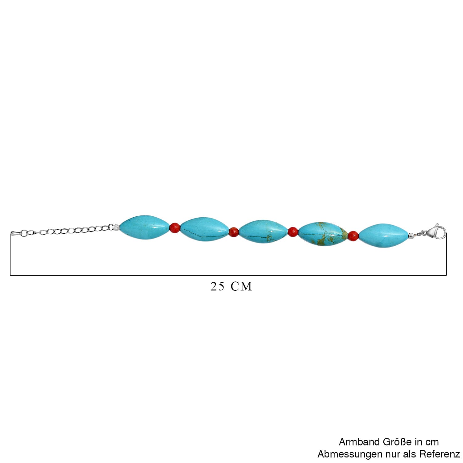 EverTrue - Dyed Blue Magnesite & Coral Bracelet (Size - 7.5-2 Ext) 145.00 Ct.