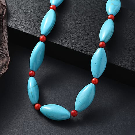 EverTrue - Dyed Blue Magnesite & Coral Necklace (Size - 18-2 Ext) 375.00 Ct.