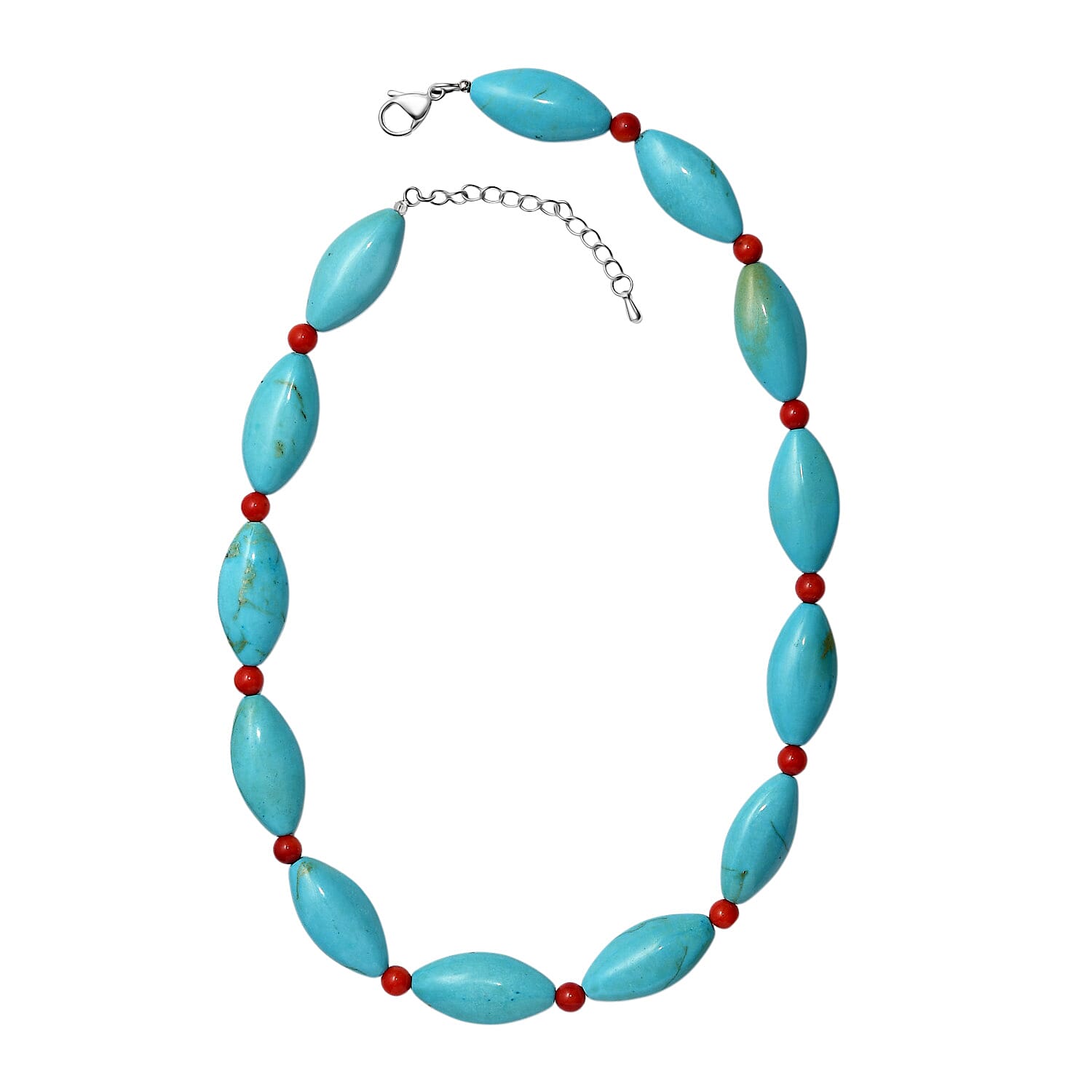 EverTrue - Dyed Blue Magnesite & Coral Necklace (Size - 18-2 Ext) 375.00 Ct.