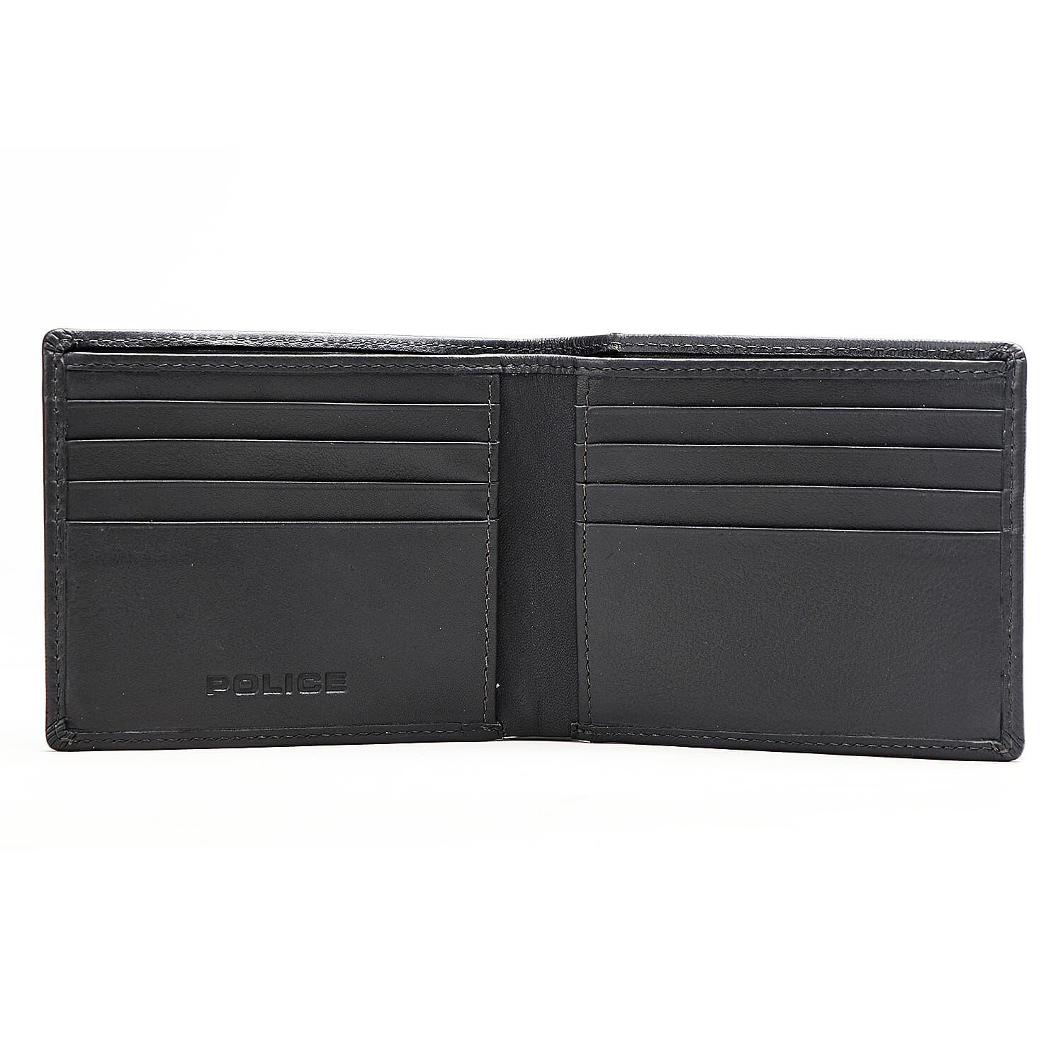 POLICE Genuine Leather Slim Wallet - Black Camouflage