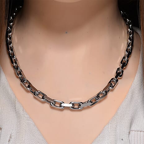 Designer Inspired Cable Link Necklace (Size - 20) in Silver Colour Tone