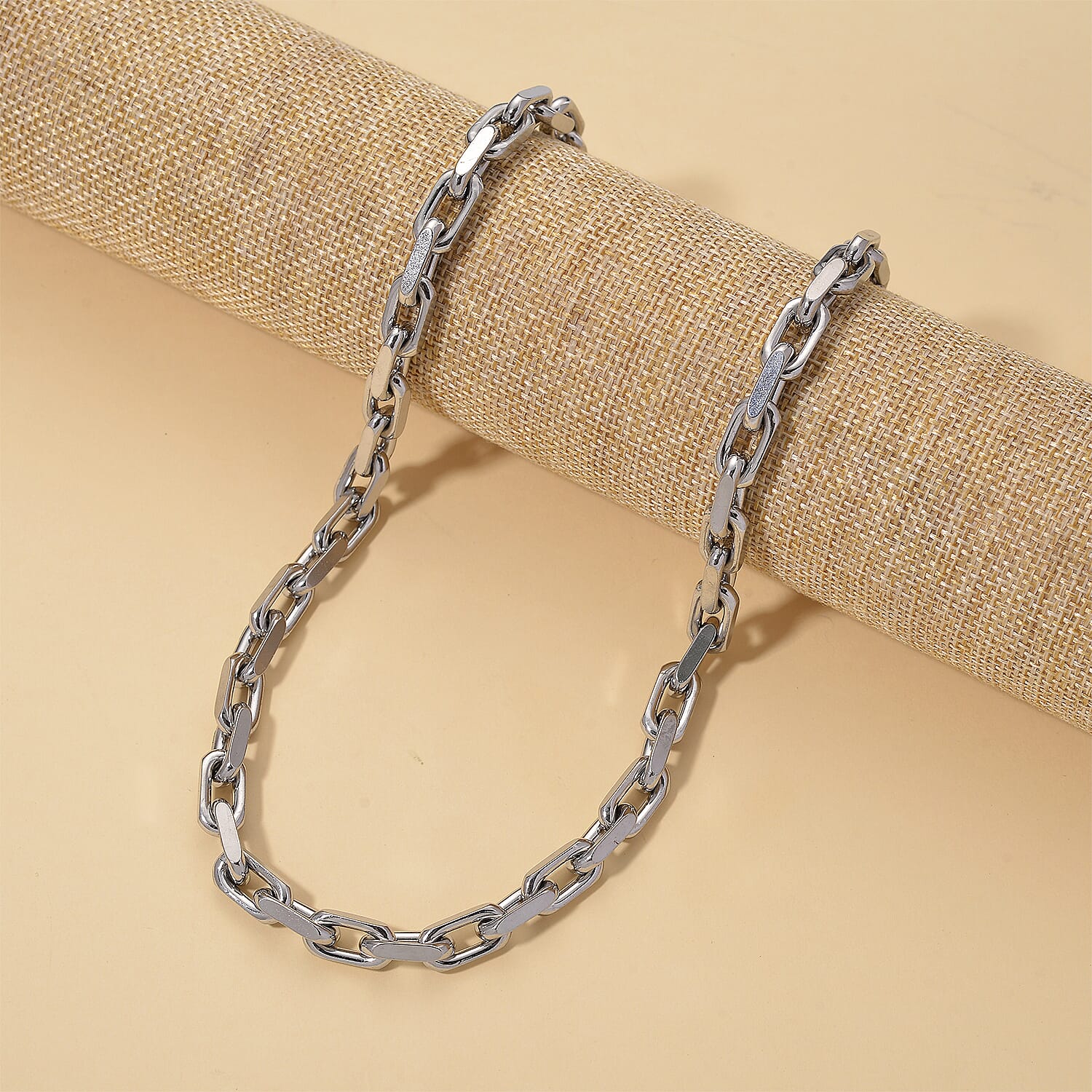 Designer Inspired Cable Link Necklace (Size - 20) in Silver Colour Tone