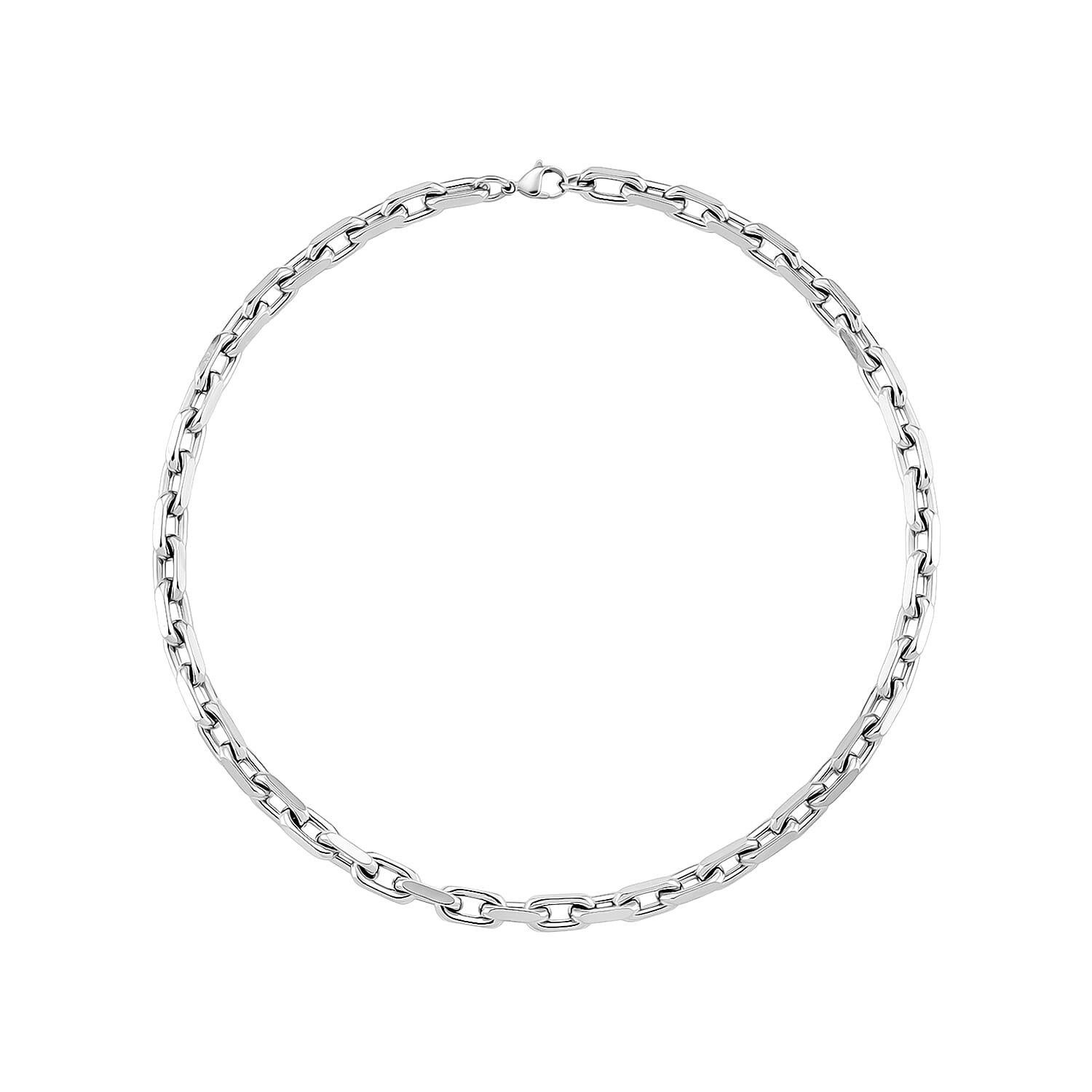 Designer Inspired Cable Link Necklace (Size - 20) in Silver Colour Tone