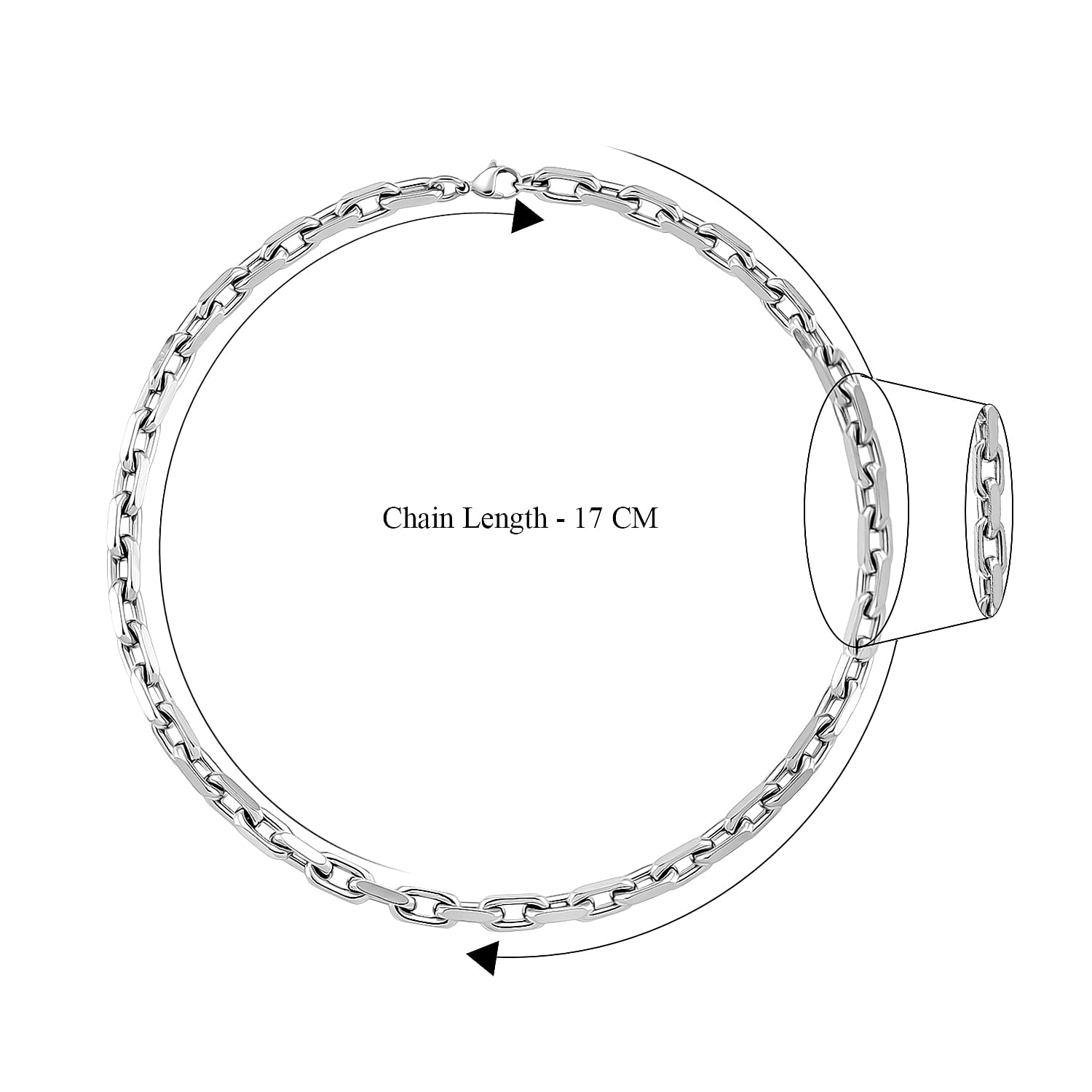 Designer Inspired Cable Link Necklace (Size - 20) in Silver Colour Tone