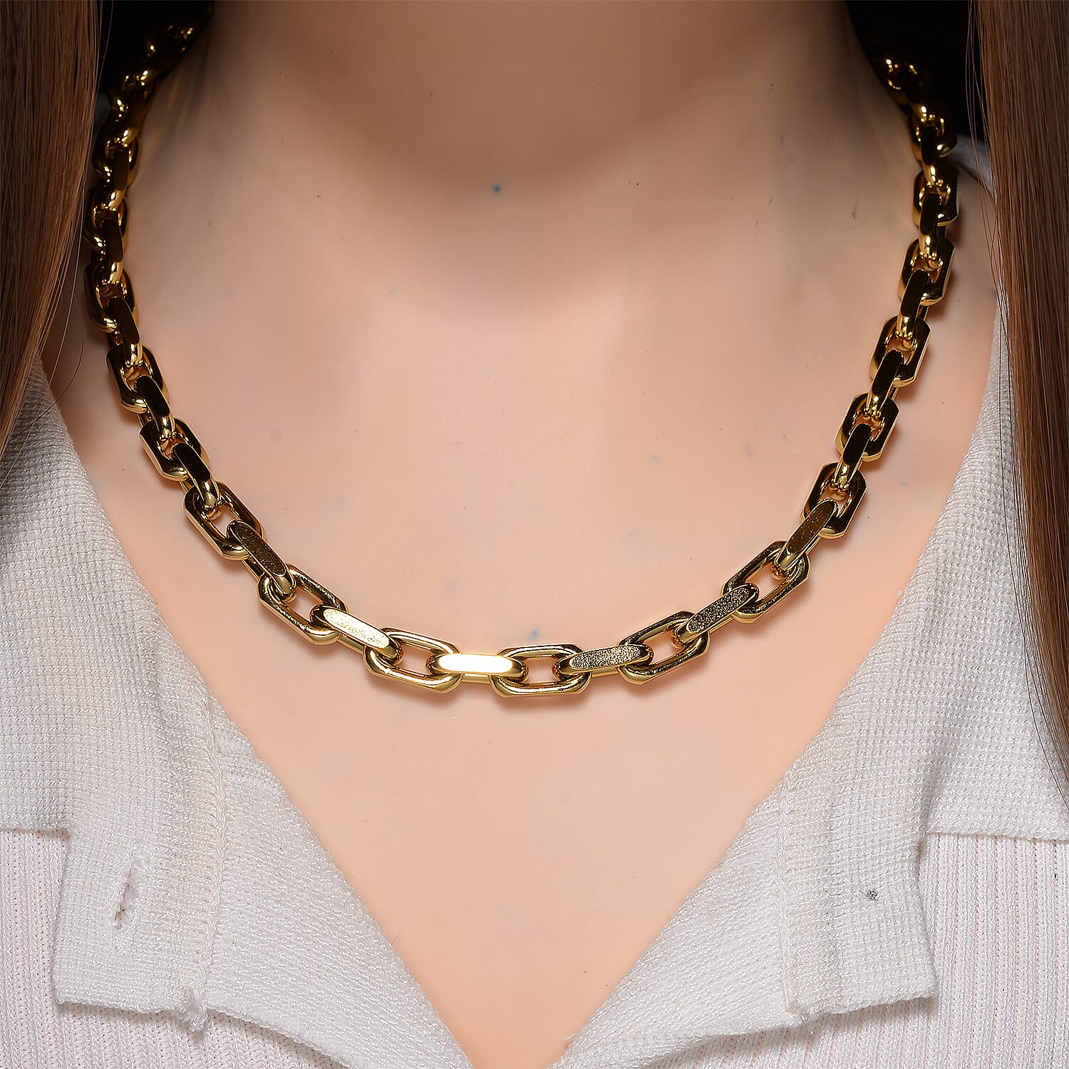 Designer Inspired Cable Link Necklace (Size - 20) in Yellow Gold Plated