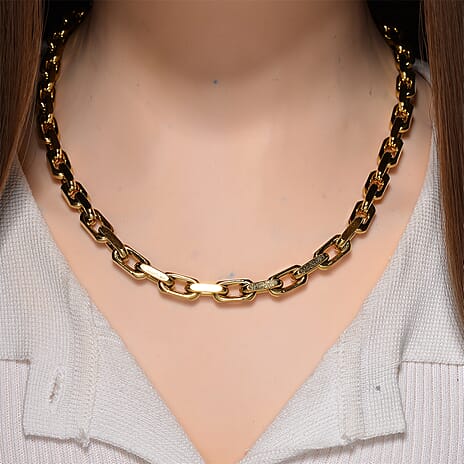 Designer Inspired Cable Link Necklace (Size - 20) in Yellow Gold Plated